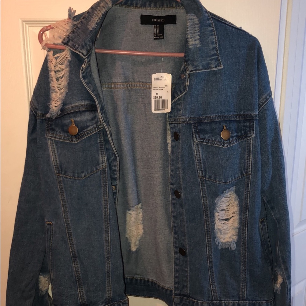 NWT distressed denim jacket